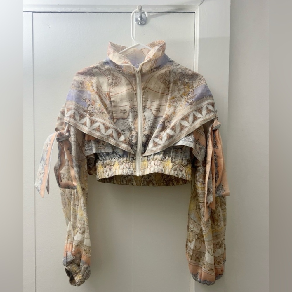 Zimmermann Odyssey Linen Pastel Map Print Jacket
